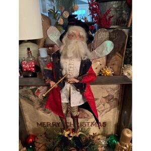 MARK ROBERTS DOLL  ELF WINGS SANTA JESTER SKINNY RED GOLD PARADE  HAT BEARD